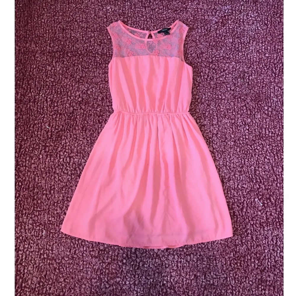 Forever 21 S Salmon Flower Lace Knee-Length Dress